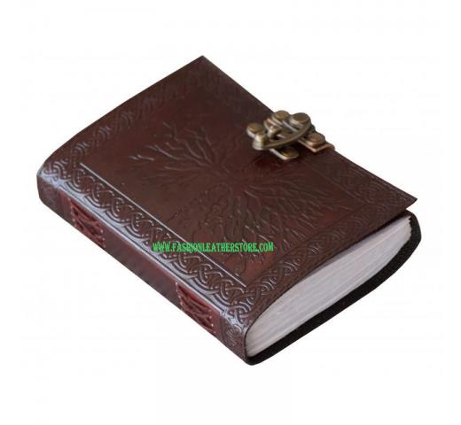 Tree Of Life Brown Leather Journal Embossed Notebook